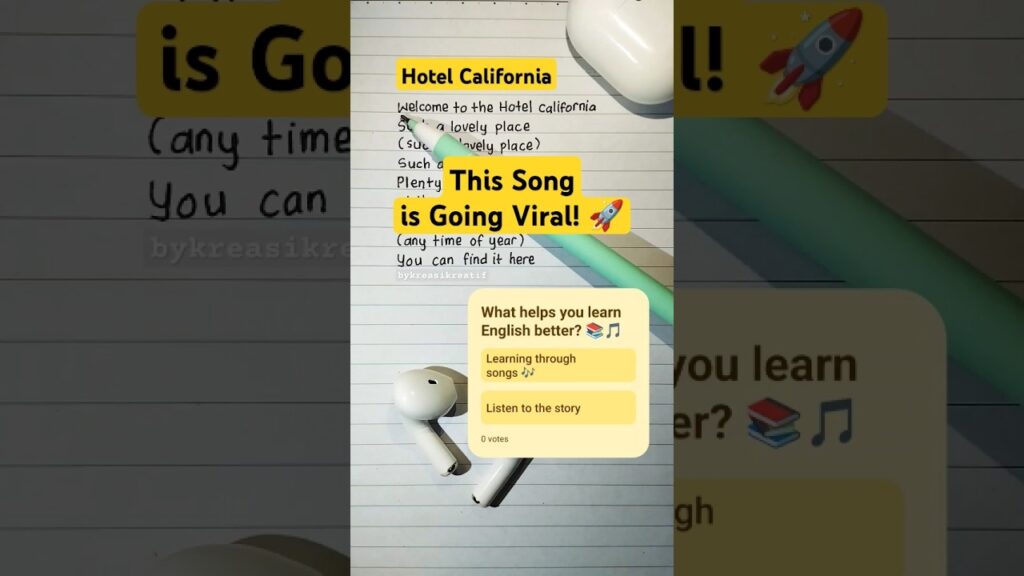 Learn English Through Song : Hotel California with Eagles #shorts