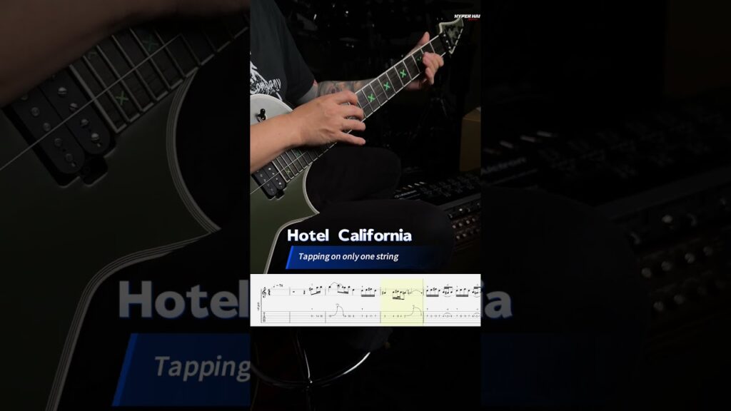 Hotel California Guitar solo/ Eagles/ Tapping on only one string/TABS #guitar #hotelcalifornia