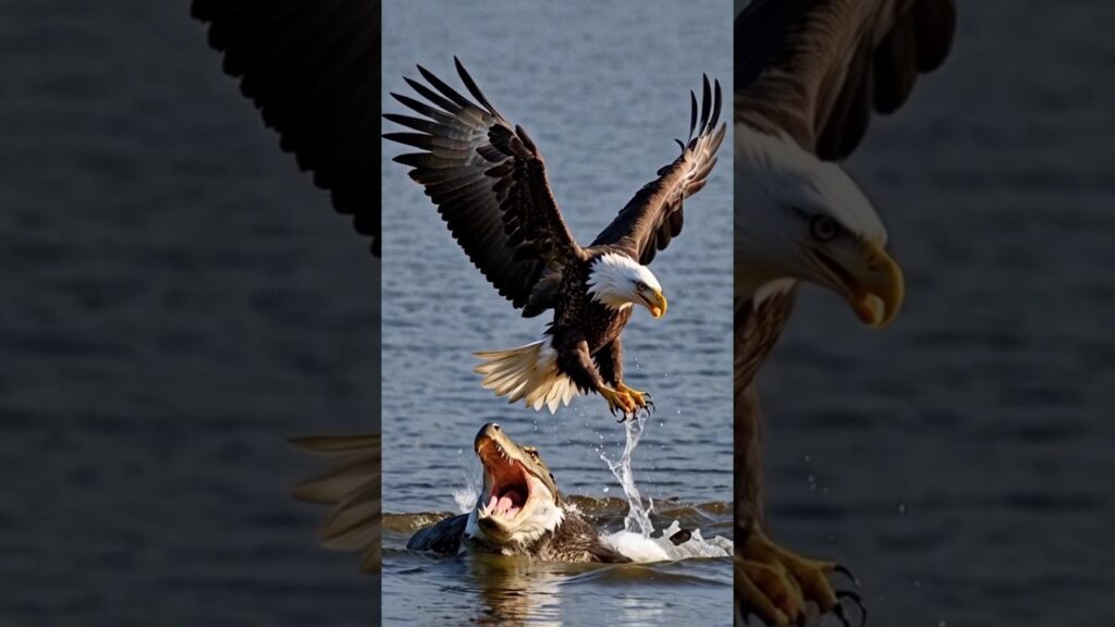 The crocodile catch the eagle #shorts #animals